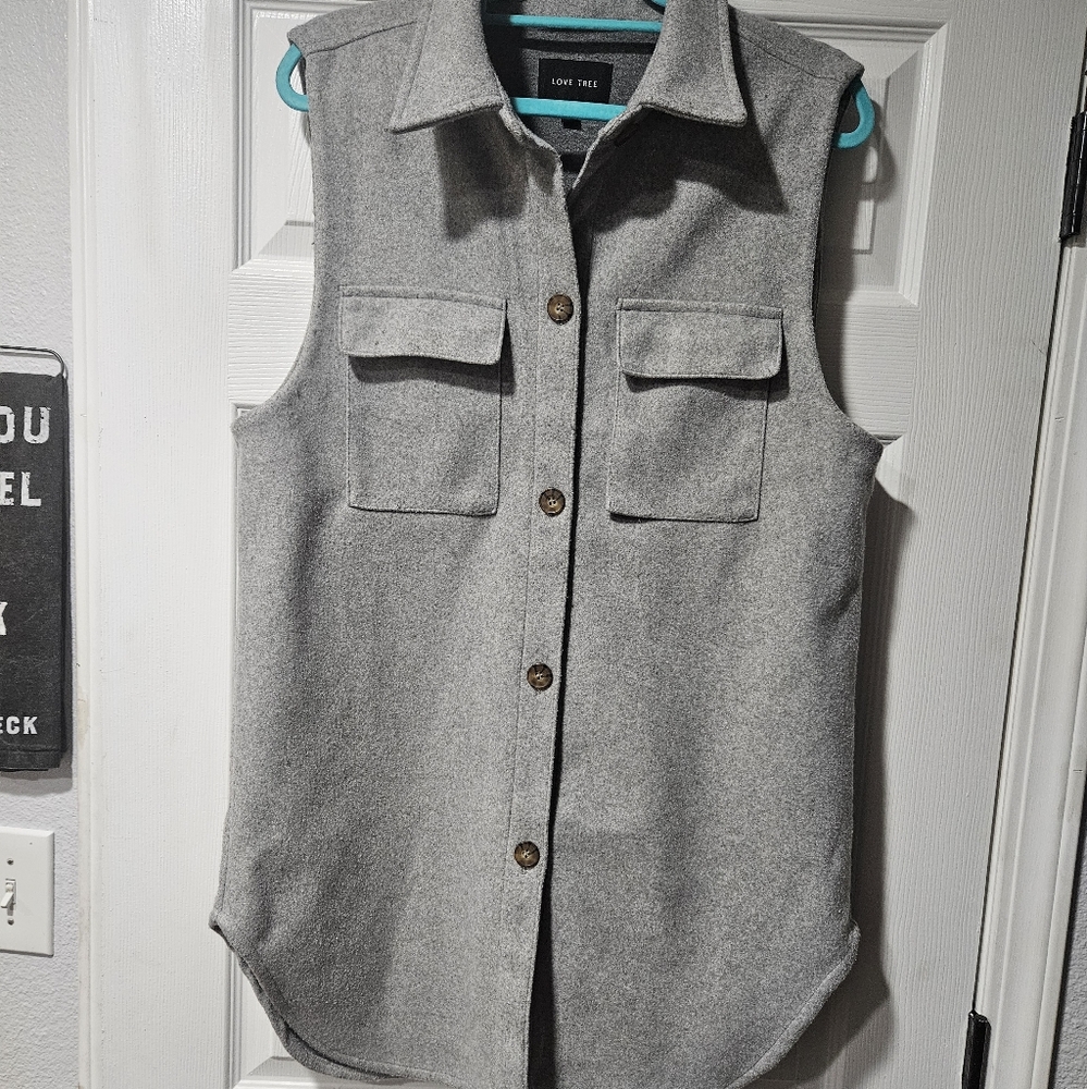 Womans Love Tree Grey long vest size L